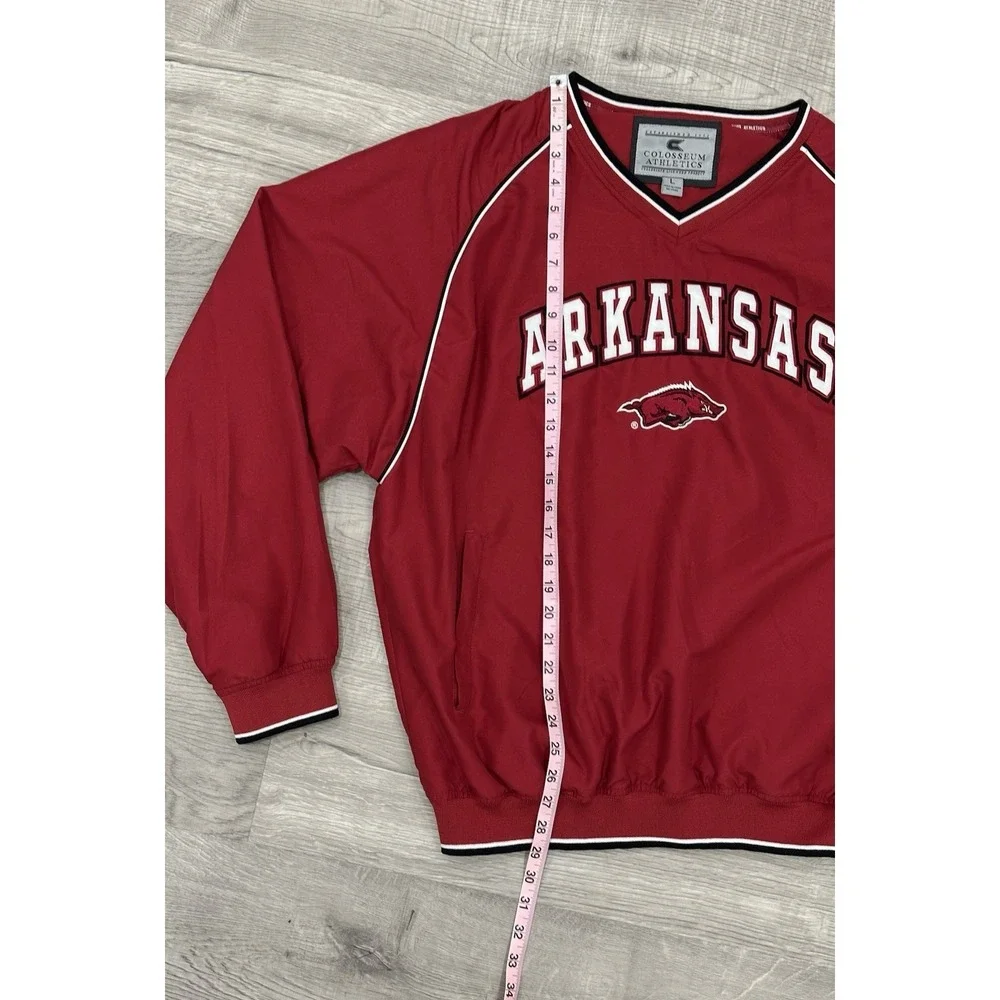 Arkansas Razorbacks Red Pullover Windbreaker Large Colosseum Athletics NCAA